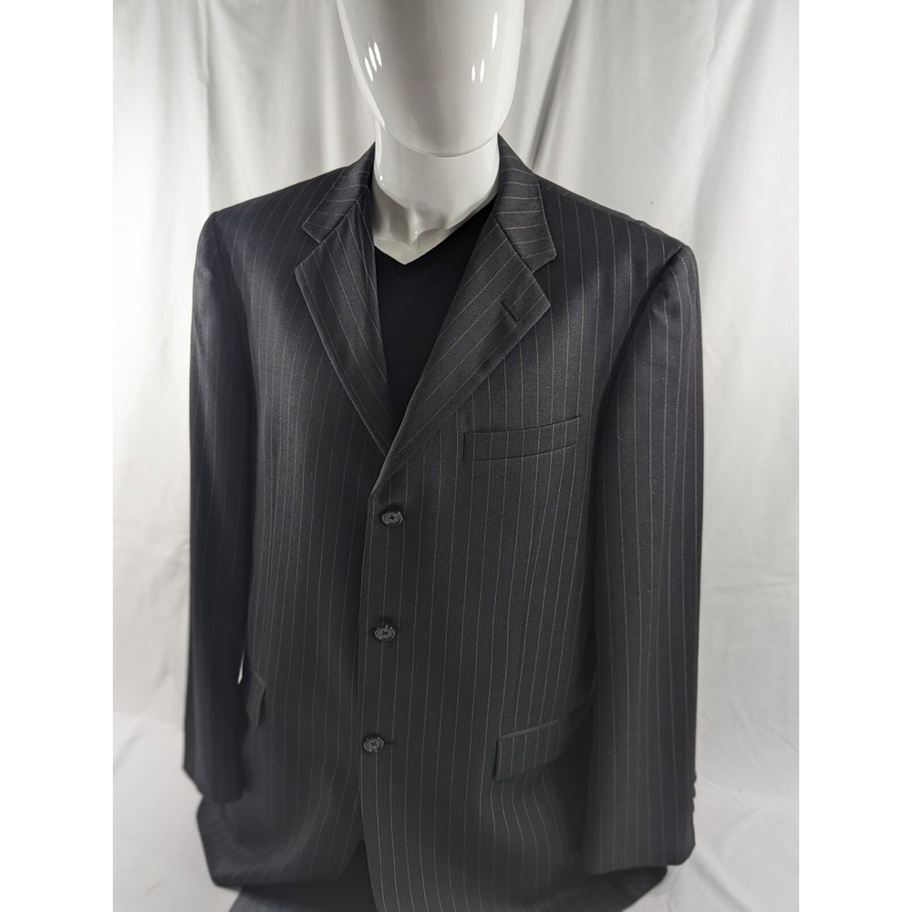 Hickey Freeman Blazer Sport‎  Jacket Suit Coat Dark Gray Pinstripe 41R 3 Button